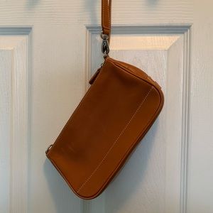 Coach Leather Demi Hampton Wristlet in Warm Latte